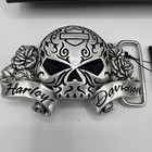 Harley Davidson Belt Buckle Sugar Skull Chrome Tone Metal Belt Buckle 2013 New