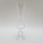 Vintage Lead Crystal Clear Cut Glass Stemmed Vase W  Starburst Design 8 Inch