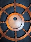 Vintage Ship Wheel Solid Wood Mahogany Ocean Sea Decor