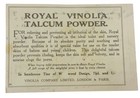 Antique Merchant   s Trade Card     Royal Vinolia Talcum Powder     London   Paris