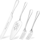 Wedding Cake Knife And Server Set  Silver Cake Cutting Set For Wedding  4 Pie   