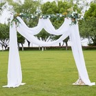 White Sheer Window Scarf 216 Inch Extra Long 2 Panels  Soft Voile Textured Be   
