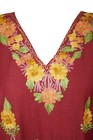 Beach Coverup For Women Kaftan Dress Resortwear Red Cotton Embroidery Dress L-2x