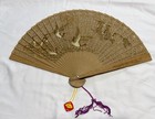 Vintage Chinese Wood Ladies Foldable Hand Fan Crane Pattern Box