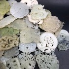 10pcs Mixed Chinese Old Natural Jade Hand Carved Fengshui Amulet Pendant