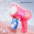 Fully Automatic Space Bubble Machine Gun Rocket 10 Hole Bubble Maker Toys Pink