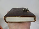 Vintage Tooled Leather Bound Journal Notebook Diary W  Clasp Blank Heavy Paper