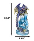 Purple And Gold Cosmic Dragon On Blue Crystal Stalactite Rock Led Light Statue