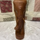 Vintage 1950s Large Solid Teak Wood African Elephant Statue Hand Carved Figurine