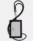 Coach F57311 Crossgrain Leather Lanyard Badge Id Card Case Holder Black New