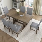 Mid-century Solid Wood 7pcs Extendable Dining Table Set With 6 Chairs   12  Leaf