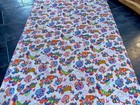 Psychedelic Flower Power Birds Castles Mid Century Barkcloth Era Vintage Fabric