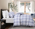  Blue White Grid Duvet Cover Set  100  Cotton Bedding  Buffalo Queen Fashion