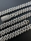 Moissanite Real 5mm Micro Miami Cuban Link Prong Chain Iced 925 Silver Necklace