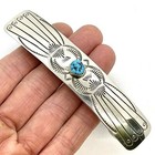 Navajo Hair Barrette Turquoise 4in Large Handmade Stamped Sterling Ornament Clip