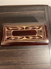 Vintage Handcrafted Wooden Box With Wood Hinged Lid