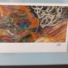 Colorful Abstract Modern Wall Art Framed Vintage Signed Collage Fiber Fabric 