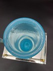 Antique Hand Blown Blue Art Glass Spiral Cane Flower Vase Insert