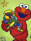 Vintage Elmo Reversible Kids toddler Reversible Bed Blanket Sz 57    X 45    Crayons