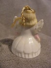 Vintage Singing Angel Bell Japan Christmas Choir Ornament Holly Blond Girl