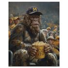 Sasquatch Bigfoot Art Print Michigan Wolverine Football Fan Game Room Decor Gift