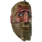 Vintage Carved Wood Mask  Guatamalan Conquistador Folk Art