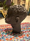 Vintage 7    Ebony Wood Hand Carved African Tribal Figure Bust Statue Head