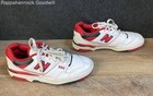 New Balance 550 White Red Black Leather Basketball Sneakers Size 7 5