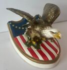 Antique Ceramic American Bald Eagle Coin Bank Made In Japan Santa Claus Program