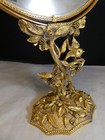 Vintage Matson Gold Ormolu Bird   Dogwood Standing 2 Sided Vanity Makeup Mirror