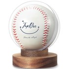 Baseball Display Case Round Clear Ball Holder With Wooden Stand Autograph