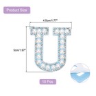 10 Pcs Iron On Letter Patches  Letter U Rhinestone Alphabet Applique  White blue