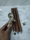 36   Handmade Walking Stick Cane Wood Antique Sword Brass Gold Shape Goat Handle