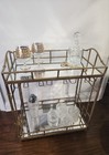 Mcm Bar Cart Cocktail Tea Trolley Hollywood Regency 2 Tier Mirror Shelves -30 t