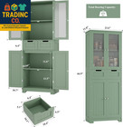 67  Tall Bathroom Storage Cabinet  Freestanding Storage Cabinet With Glass Door