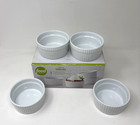 Food Network 4 Pc White Porcelain Ramekins 9 Oz Baking Cups New Open Box