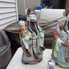 Vintage 24    Large Chinese Porcelain Three God sanxing Fu Lu Shou Statues Chipped