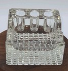 1920s Antique Textured Glass Inkwell Pot 3 Space Pen Holder     3 l