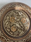 Vtg Etched Engraved Turkish Solid Copper Wall Decor Plate Wall Hanging Floral