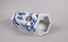 Vintage Chinese Blue White Porcelain Hexagonal Hat Stand Figural 12 5   