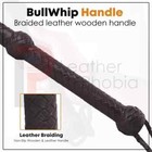 8feet Genuine Cowhide Leather Bull Whip Style 12-plait Equestrian Bullwhip