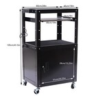 Cart Pullout Tray Adjustable Height Storage Cabinet Cart Computer Av Trolley 