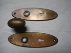 Antique Solid Brass Doorplate Pair And One Doorknob