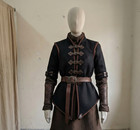 Women   s Black Medieval Tunic W  Leather Belt Renaissance Larp Costume