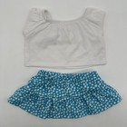Build A Bear Flower Top Blue White Polka Dot Pink Bow Skirt Teddy Clothes Outfit