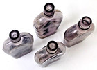 Set Of 4 Antique Sun-colored Amethyst Glass Flasks 6 5  Purple Shoo-fly Bottles