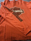 Long Sleeved Vibrant Orange Harley-davidson    T-shirt Featuring  Classic Logo