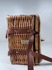 Set For 4 Multifunctional Wicker Picnic Basket With Blanket And Picnic Table
