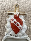 Vintage Ceramic porcelain Sacred Heart Holy Water Font  Wall  Christian  5 7 8 