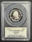 1999-s Georgia 90  Silver Washington Quarter Pcgs Pr69dcam State Flag Label